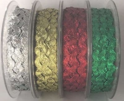 Metallic Shiny RIC RAC Ribbon/Braid/Trimming RICRAC Full 20 Metre Reel