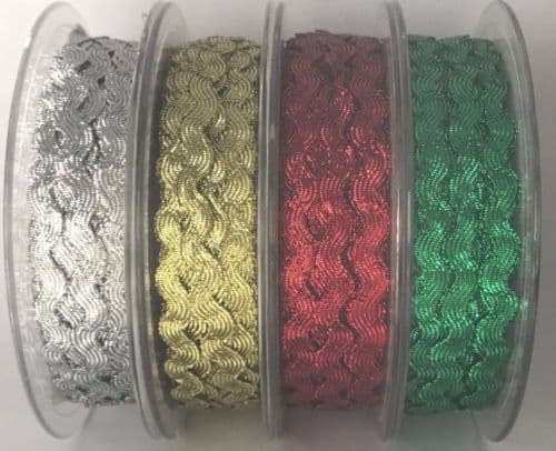 Metallic Shiny RIC RAC Ribbon/Braid/Trimming RICRAC Full 20 Metre Reel
