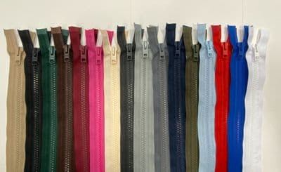 PLASTIC TEETH CHUNKY OPEN ENDED ZIP~VARIOUS LENGTH & COLOURS~SAME DAY DISPATCH