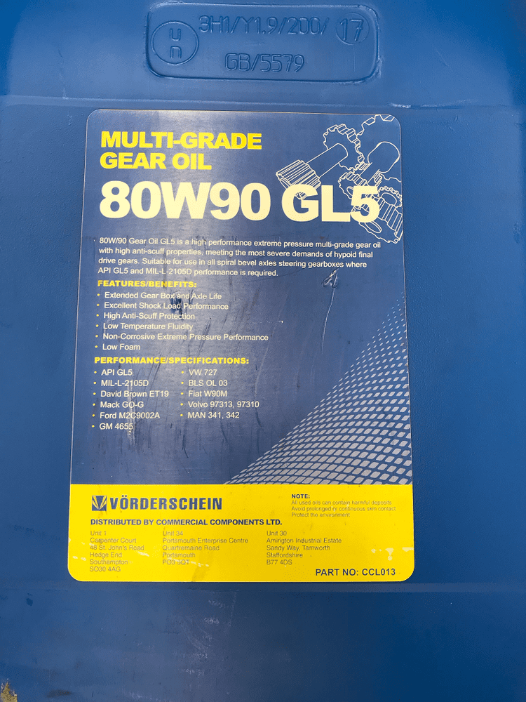 20L Tub Gear and Diff Oil GL5 EP 80W90 HYPOID Scania HGV PSV coaches