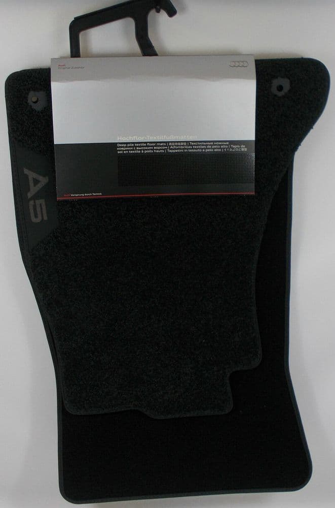 GENUINE AUDI A5 SPORTBACK BLACK SILVER DEEP PILE LUXURY FRONT CARPET MATS SET