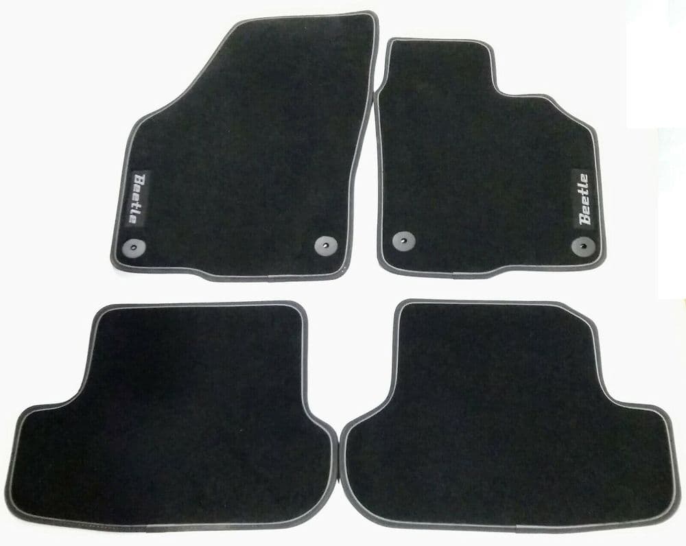 GENUINE VW BEETLE 5C FRONT REAR BLACK PREMIUM CARPET FLOOR MATS SET