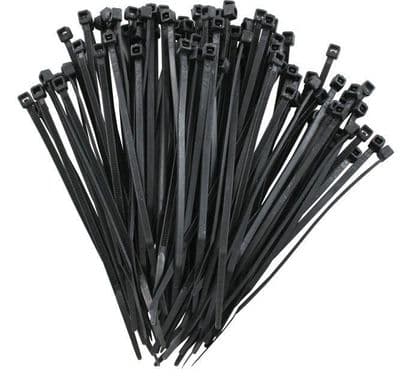 100x CABLE TIES 300x4.8mm BLACK