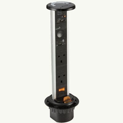 13A 2G IP54 POP UP SOCKET + BLUETOOTH SPEAKER AND USB CHARGER PORTS kitchen