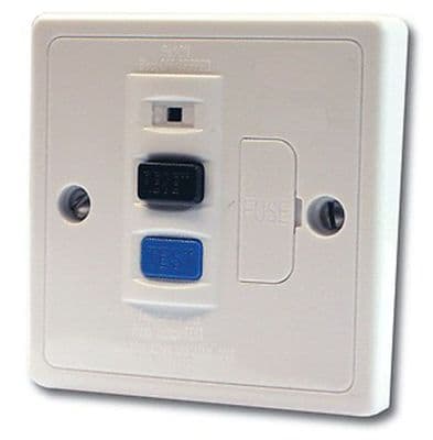 13A Plastic RCD Single fused Spur connection unit  CE Approved BS7288 white