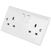 13A Twin   2 Gang Double Switched Socket Double Pole