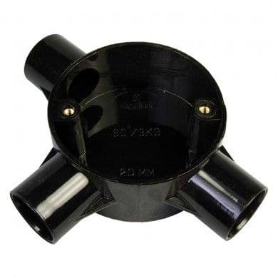 20mm pvc tee box black