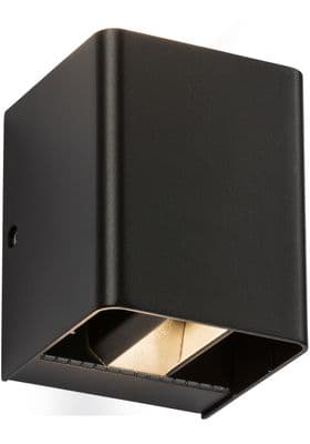 230V IP65 2 x 6W LED Adjustable Up & Down Outdoor Wall Light Black - 3000K