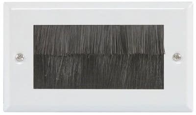 Brush Wall Plate for AV Equipment - Double Gang - Brushed Steel or White