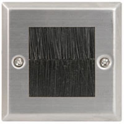 Brush Wall Plate for AV Equipment - Single Gang - Brushed Steel or White