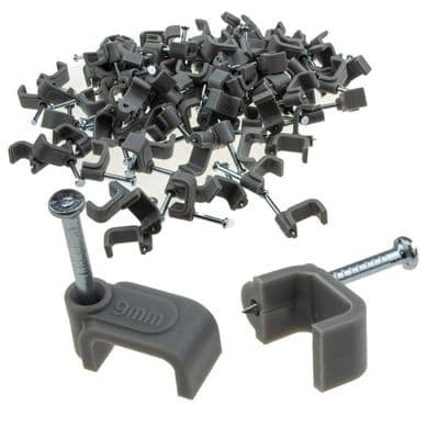 flat twin & earth cable clips box of 100 GREY