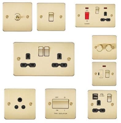FP brushed BRASS flat plate slim socket switch toggle USB spur cooker shaver