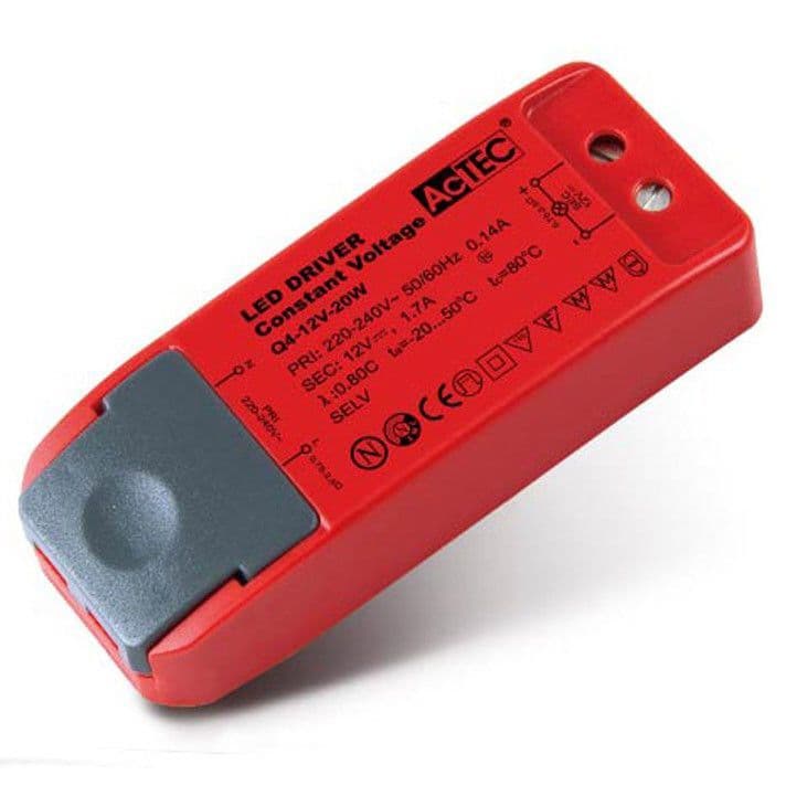 LED Driver Constant Voltage 20W 12V Red Plastic Saxby 47989