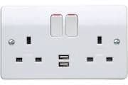 MK K2743	13 Amp 2 Gang Double Switched Socket with Dual USB
