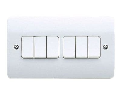 MK K4879	6 Gang 2 Way Light Switch - White