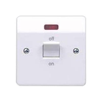 MK K5105 32 Amp DP Switch c/w Neon - Sq
