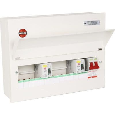 New Amendment 3 all Metal Consumer Unit Wylex 10 Way High Integrity Dual RCD