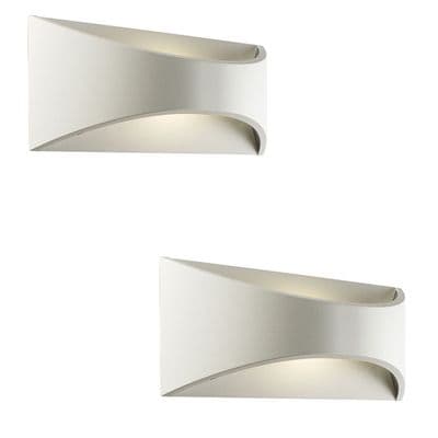 PAIR SAXBY 61866 VULCAN Matt White Curved Aluminium 300mm LED Outdoor Wall Light