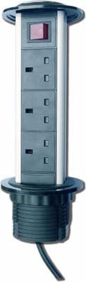 POP UP DESK KITCHEN OFFICE SOCKET TRIPLE 3 GANG