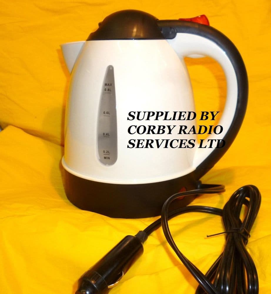 RD TRAVEL KETTLE 24V DC 250 W 0 8L IN WHITE WITH UK DC PLUG & CONCEALED
