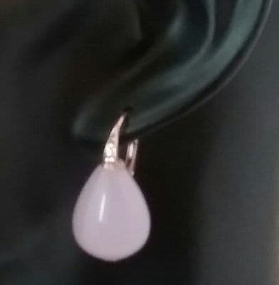 Adele Rose Quartz  Silver Earrings