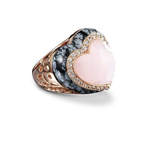 Aria Rose Quartz Heart  Silver Ring