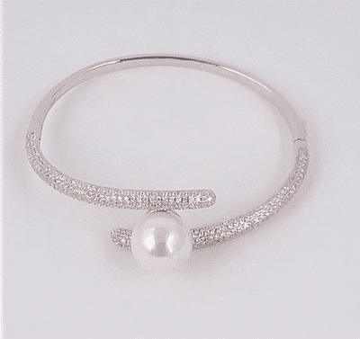 Bella Silver Pearl Stone Bangle