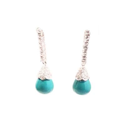Cilia Turquoise Droplet Silver Earrings