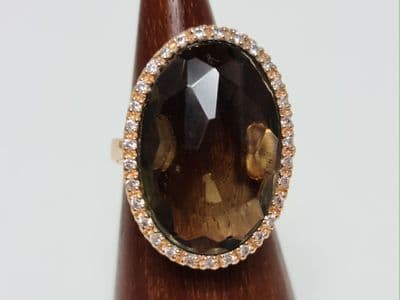 Daisy Smokey Quartz Silver Ring