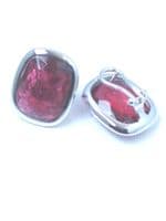 Dola Red Stone Silver Earrings