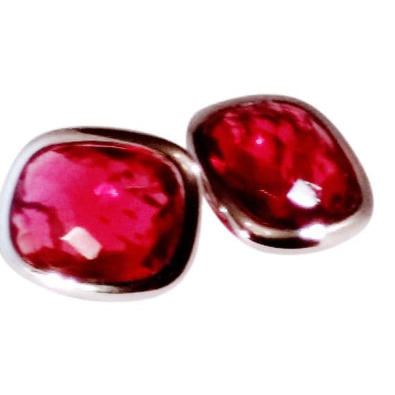 Dola Red Stone Silver Earrings