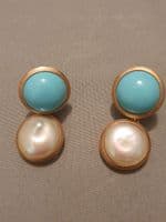Elsa Turquoise & Pearl Silver Earrings