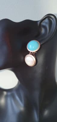 Elsa Turquoise & Pearl Silver Earrings