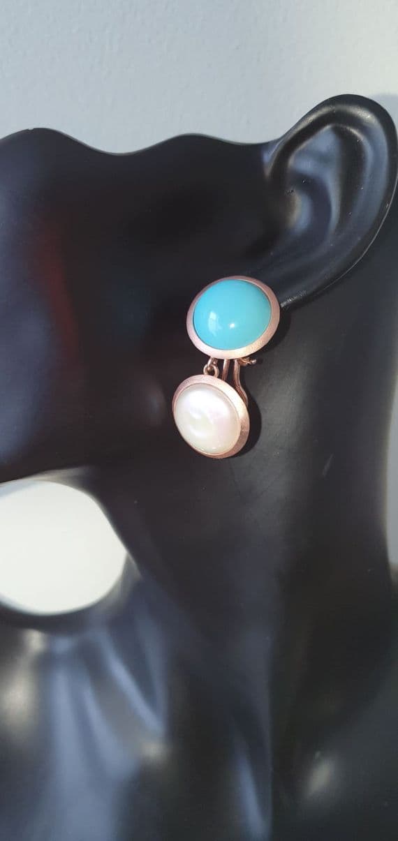 Elsa Turquoise & Pearl Silver Earrings