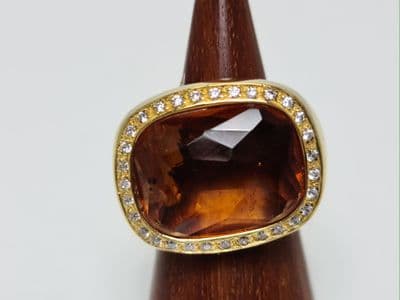 Eva Yellow Stone Gold Plated Ring