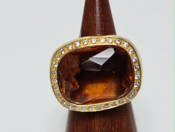 Eva Yellow Stone Gold Plated Ring