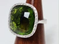Green Square Silver Ring