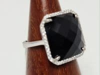 Hilda  Square Silver Stone  Ring