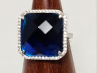 Hilda  Square Silver Stone  Ring