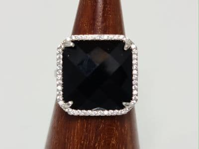 Hilda  Square Silver Stone  Ring