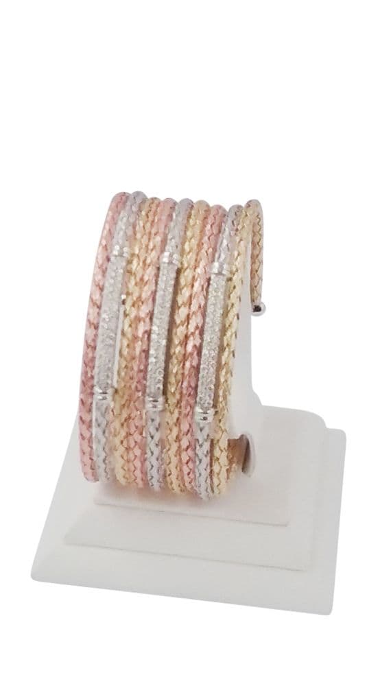 Jessica 3 Tone Weave Cuff Bangle