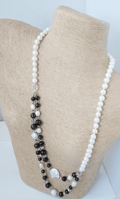 Lisa Long Pearl Stone Necklace