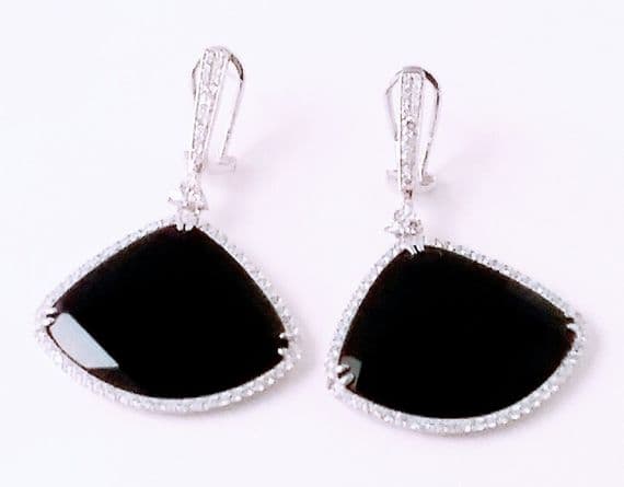 Lizzy Onyx Drop Silver Earrings