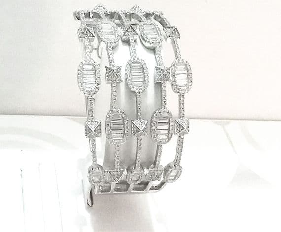 Nelly Rhodium Stone Silver Bangle