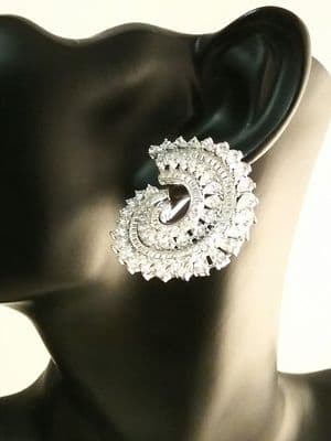 Rhea Moon Shaped Silver Earrings