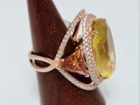 Ria Citrine Yellow Stone Rose Plated Ring