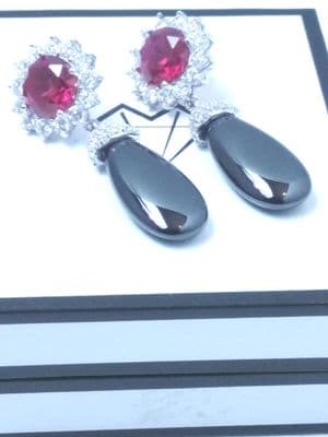 Rosa Enamel Drop Silver Earrings