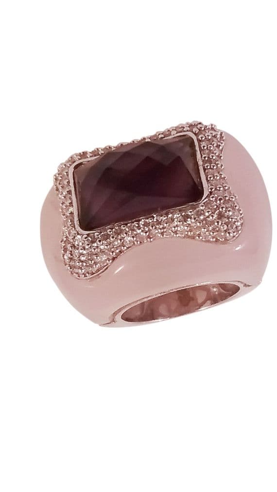 Rose Quartz and Amethyst Stone Ring