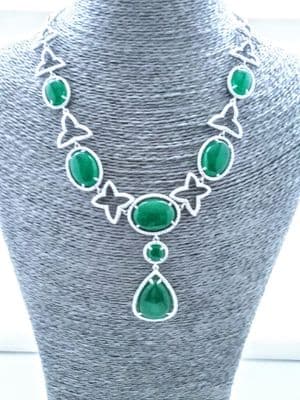 Sara Green Stone Silver Necklace