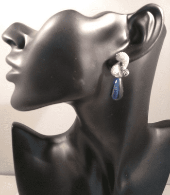 Sisi  Blue Silver Drop Earrings